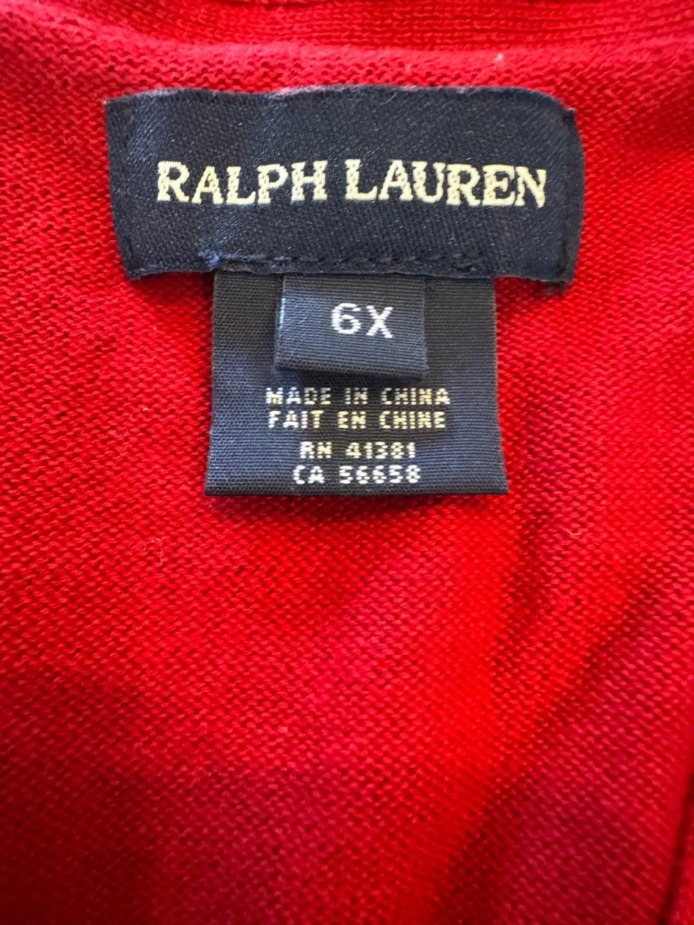 Ralph Lauren Bright Red Cotton V-Neck Button Cardigan